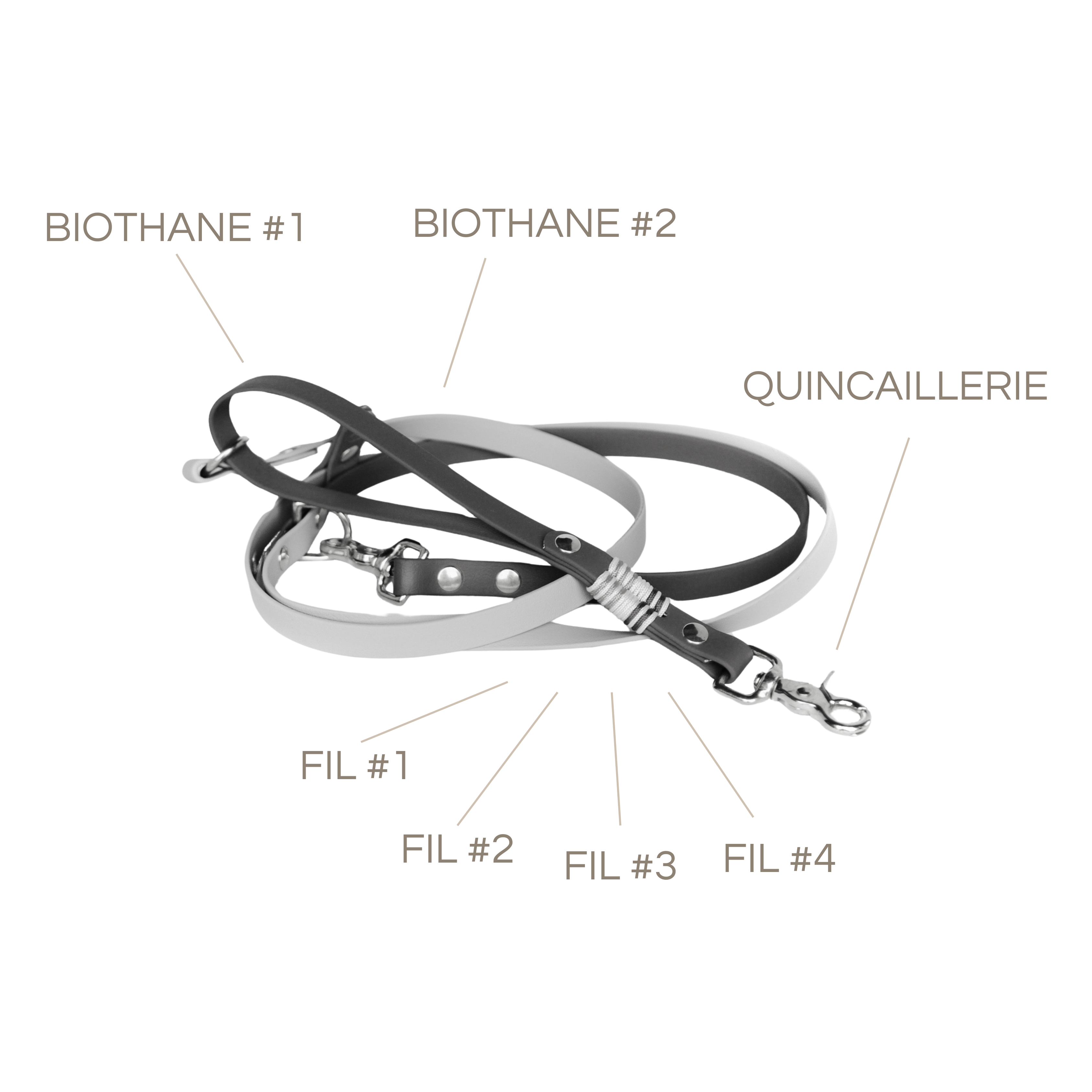 Laisse multifonctions personnalisable - avec poignée